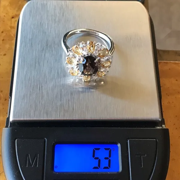 Natural Smoky Quartz Sterling Silver Cocktail Ring Size 9 - Image 3