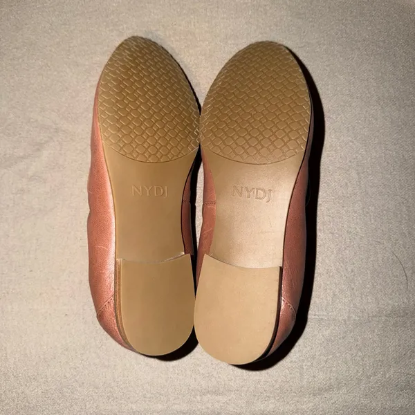 NYDJ Douglas Rose Gold Leather Woven Vamp Loafers Pointed Toe Flats Womens 7.5M‎ - Image 5
