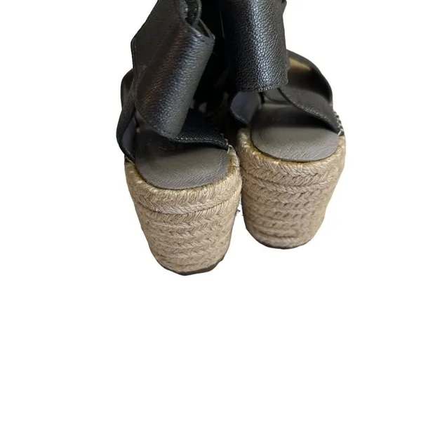 Eileen Fisher Wedge Sandals Pewter 5.5 Women Espadrille Platform Metallic Lthr - Image 6