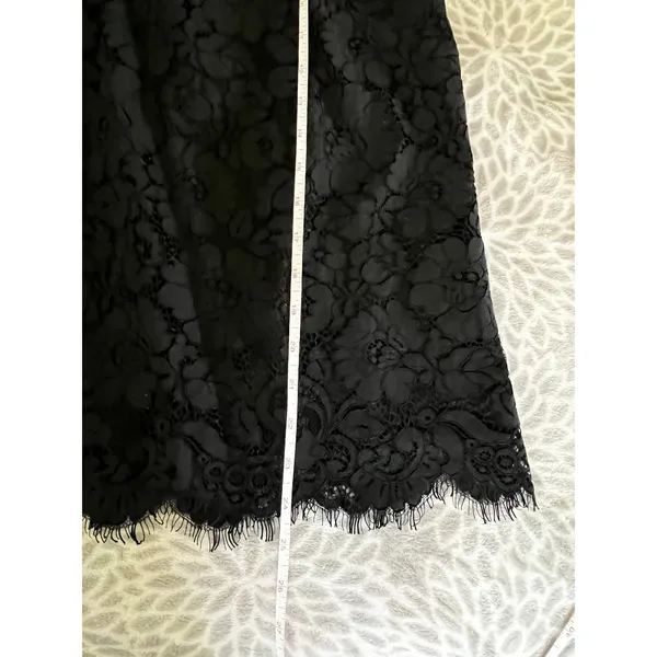 Ann Taylor Black Floral Lace Blouse Medium Ruffle Neck Office Chic Preppy Goth Coquette - Image 7