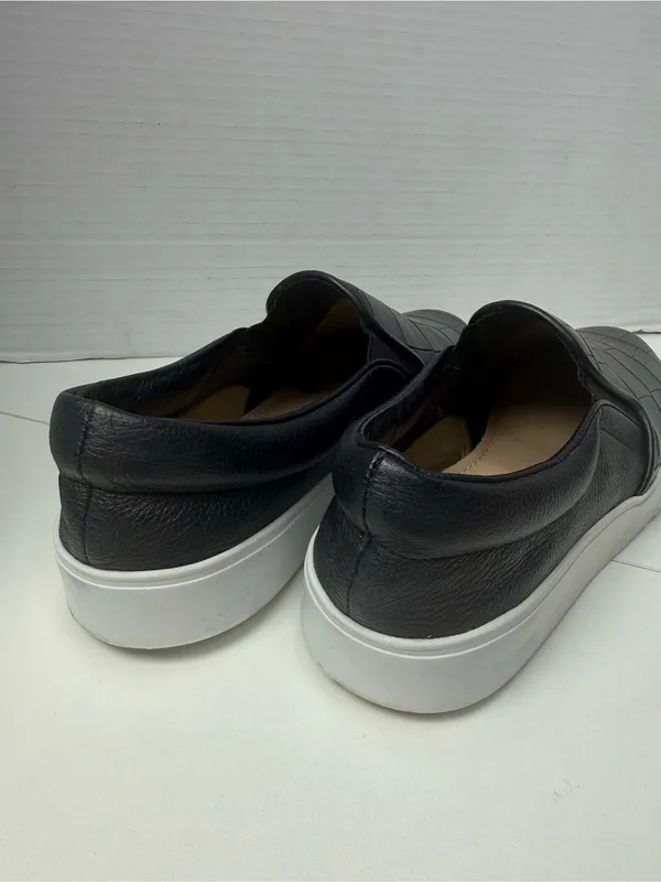KAANAS Black Croc Embossed Leather Slip On Platform Sneakers Size 8 - Image 8