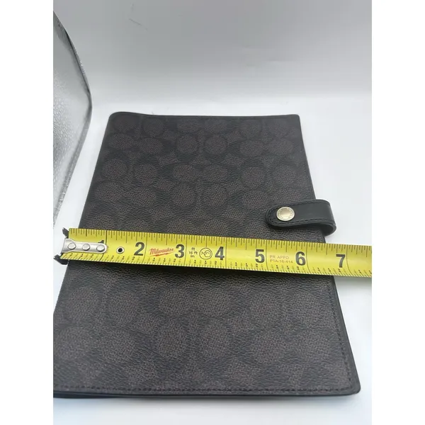 Coach Signature C Notebook Cover Brown Black Canvas Leather Snap 7x9 - Image 11