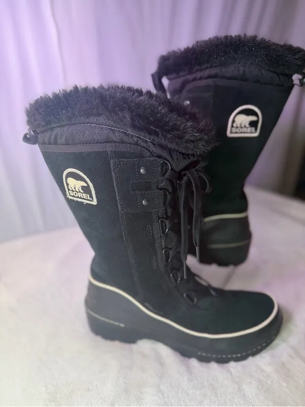 Sorel Black Lace-Up Women's Winter Tall Boot with Faux-Fur Trim - Image 2