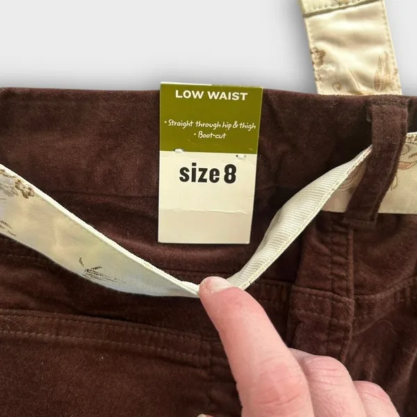 Vintage Y2K Old Navy Low Rise Brown Boot Cut Stretch Velour Pants Size 8 NWT - Image 7