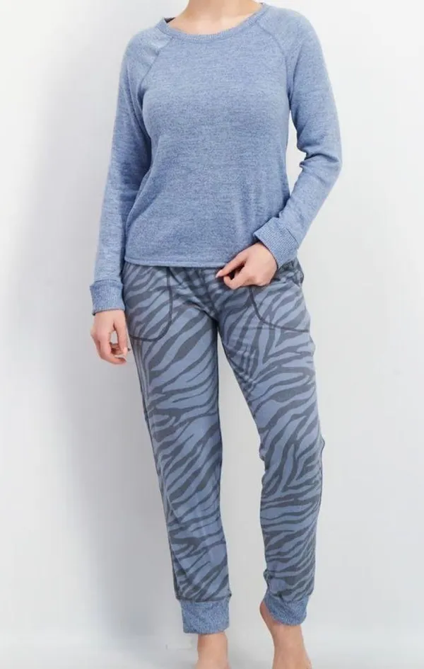 Karen Neuburger 3 Pieces Textured Pajama Set, Blue - Image 2