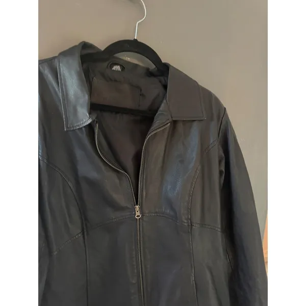 Jacqueline Ferrar Black Nappa Leather Zip Up Jacket Womens Large Lined Classic - Image 3