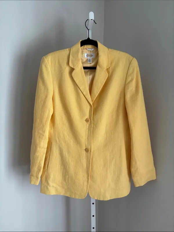 Talbots Butter Yellow Women’s Irish Linen Blazer Classic Tailored Jacket Sz 12 - Image 2