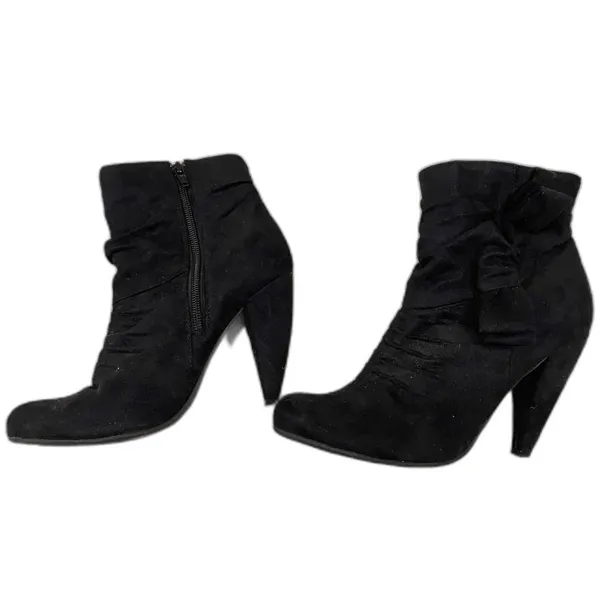 Mossimo Fall Black Faux Suede Side Zip Up Heel Booties with Bow Women's Sz 7.5 - Image 2