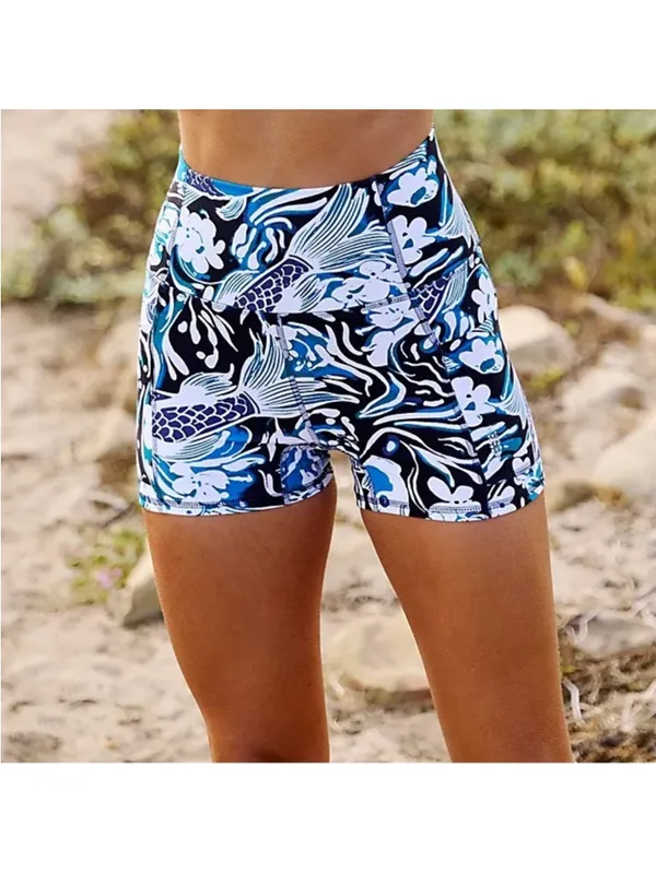 New Free People Movement Never Better Printed Shorts Fish floral large running - Image 2
