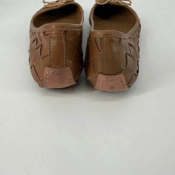 Tory‎ Burch Carlyle Woven Leather Ballet Flats Brown Bow Logo Women's 7M - Image 3