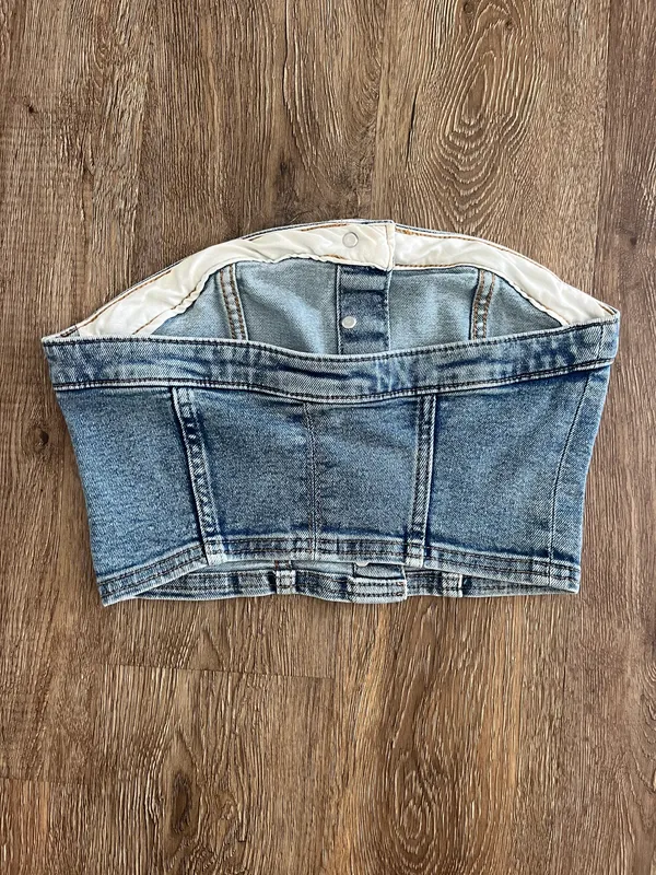 H&M Strapless Denim Top - Image 3