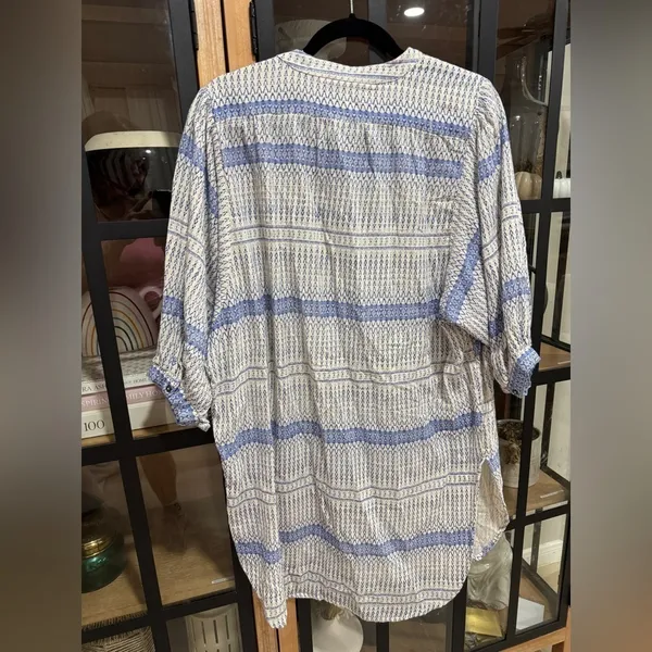 Anthropologie Maeve Yarn Dyed Lena Tunic Top 3/4 long balloon Sleeves Oversized - Image 10