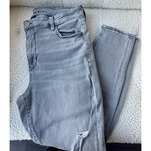 American Eagle Women's High Rise Distressed Skinny Jeans Gray Size 14 Short - Image 2