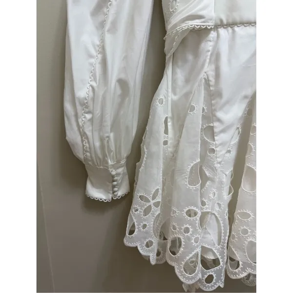 Acler Vicount Dress Embroidered Eyelet Dress Ivory White Size 6 NWT NEW - Image 11