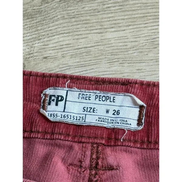 Free People Just Float On Corduroy Flare Jean fray hem wide leg Russet Acorn 26 - Image 4
