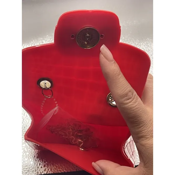 Jelly Pearl Rivet Red Handbag Purse‎ Small Purse - Image 3