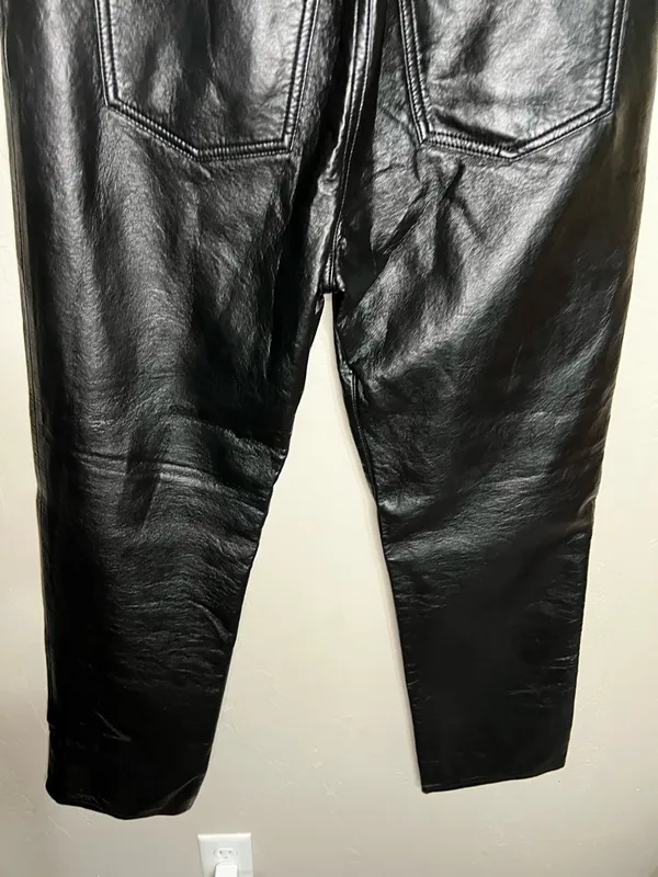 Agolde 90’s Pinch Waist Recylced Leather Blend High Rise Lined Black Detox Pants - Image 11