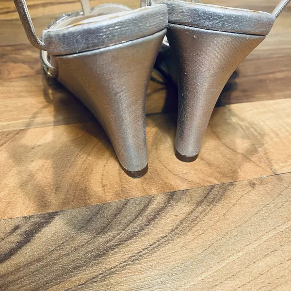 David's Bridal Metallic Strappy Heels - Image 2