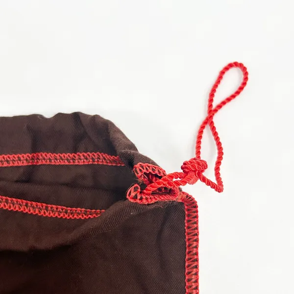 COACH Brown Drawstring Purse‎ Handbag Dust Bag Pouch Red Trim 13" H x 13.5" W - Image 3