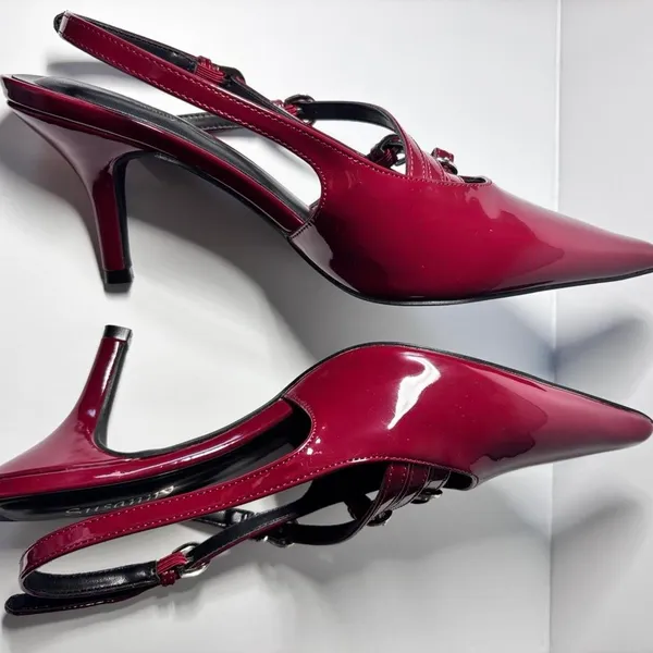 Cherry Red Kitten Heels Size 6.5 - Image 2