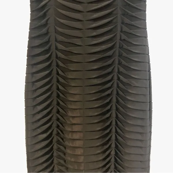 Adrianna Papell Black Overlapping Curved Pleated Dress Size 8 - Image 2