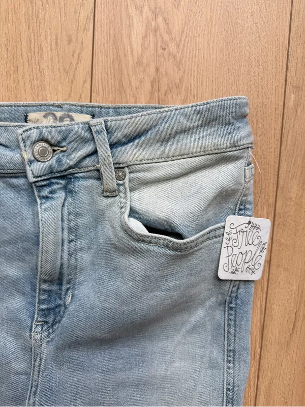 NWT Free People Women’s Frayed-Hem Mid-Rise Jegging Skinny Jeans Havanna Blue - Image 6