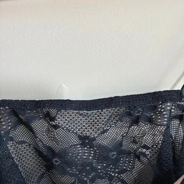 Unbranded Floral Lace Camisole Tank Top Small Black Womens Sheer Bow Detail - Image 3
