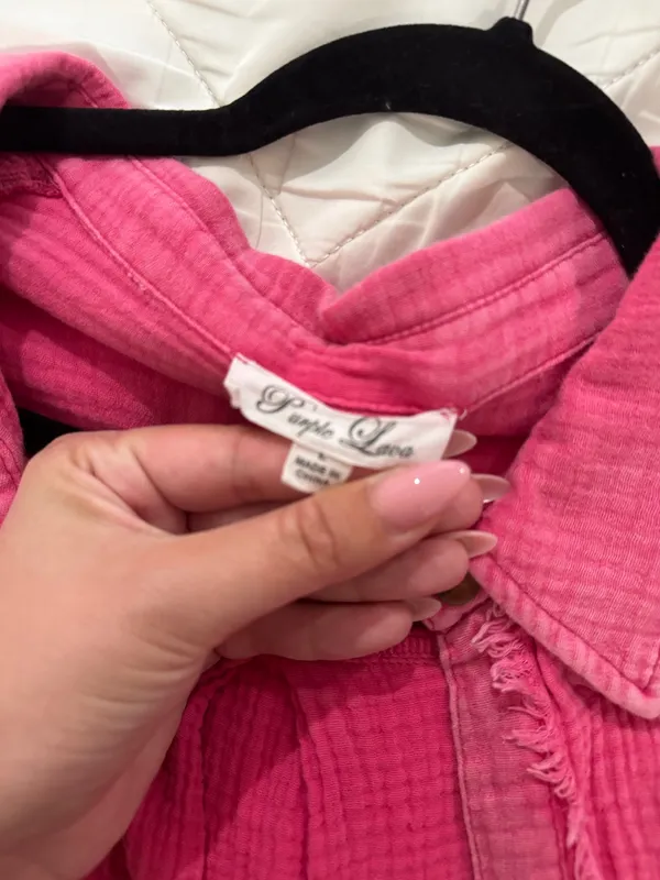 pink oversized button up Size L - Image 2