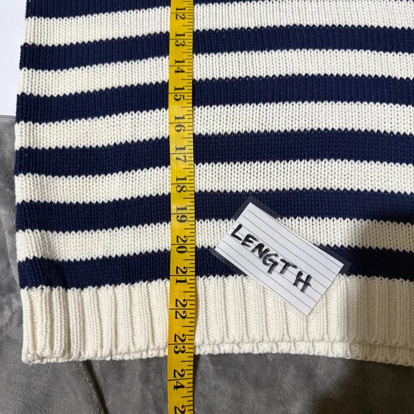 Chicken Face Intarsia Knit Sweater Women M White Blue Red Nautical‎ Coastal - Image 9