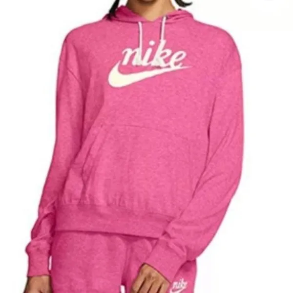 Nike Pink Vintage Logo Hoodie Sweatshirt Pullover Medium - Image 10