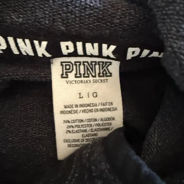 PINK Black Zip-Up Hoodie - Image 2