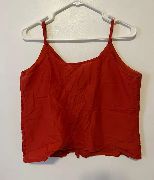 Burnt Orange Blouse Top Size L - Image 2