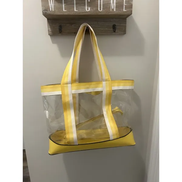 Large Yellow Trimmed Clear Bag Stadium Tote Game Day Beach Concert Sports Vacay - Image 5