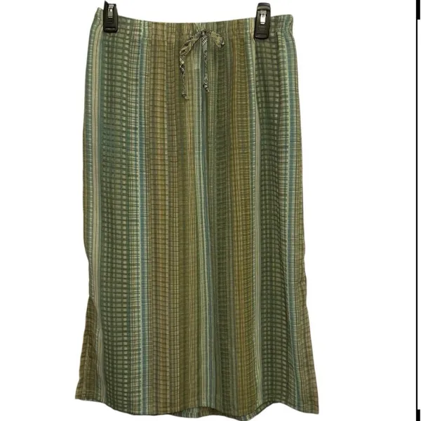 Vintage Koret Seersucker Skirt Large Green‎ Striped Boho Cottagecore Lightweight - Image 2