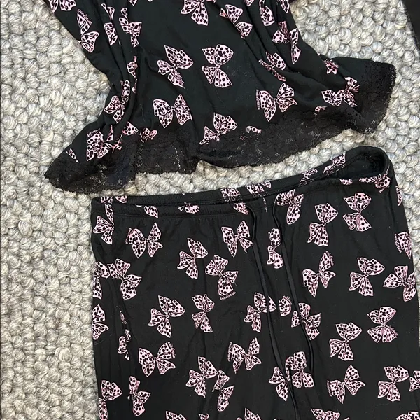 Victoria's Secret Heavenly by Black Pink Butterfly Two Piece Pajama Sleep Set - Image 6