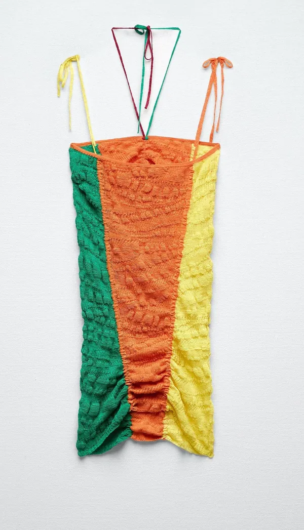 ZARA Linen Blend Knit Mini Halter Lightweight Dress - Image 5