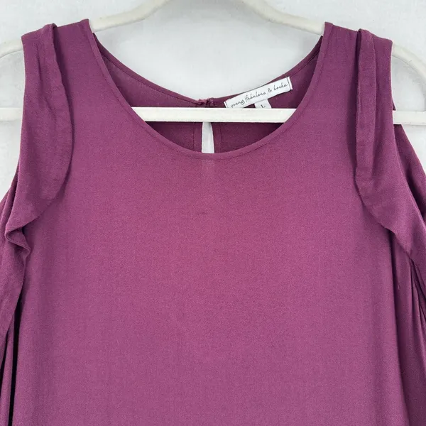 YYoung Fabulous and Broke Kaitlin Ruffle Cold Shoulder Cutouts Dress Plum Size L - Image 5