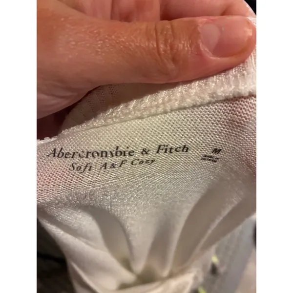 Abercrombie & Fitch Soft A&F Cozy Henley Top Cream White Knit Long Sleeve Medium - Image 3