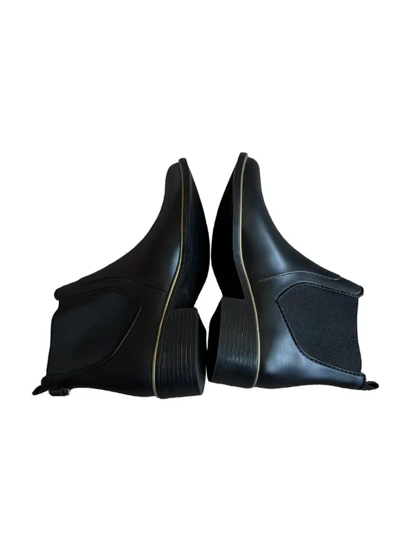 Kate Spade Black Rubber Chelsea Rain Boots Ankle Booties Gold Size 9 Women's - Image 6