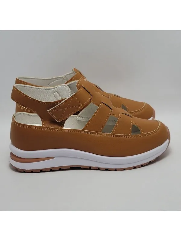 Women's Hollow Cut Out Fisherman Wedge Platform Sandals Brown, Size 40 - Image 5