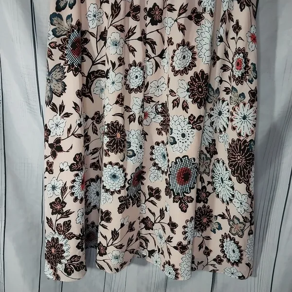 Loft Pink Floral Flutter Sleeve Boho Feminine Dress Size L - Image 9