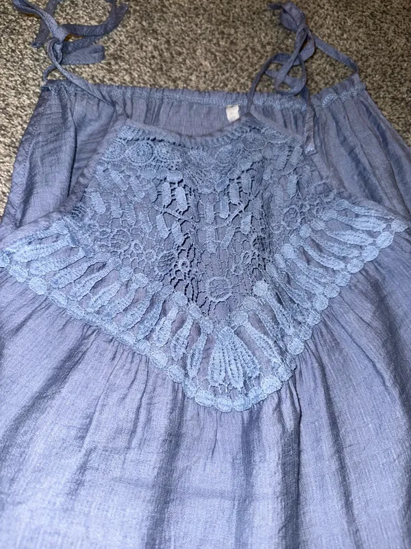 Blue Lace Tiered Maxi Dress - Image 2