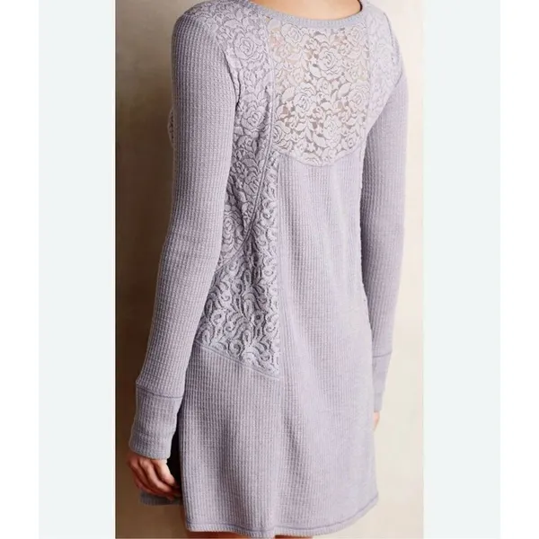 Anthropologie Eloise waffled knit swing lace dress tunic small - Image 2