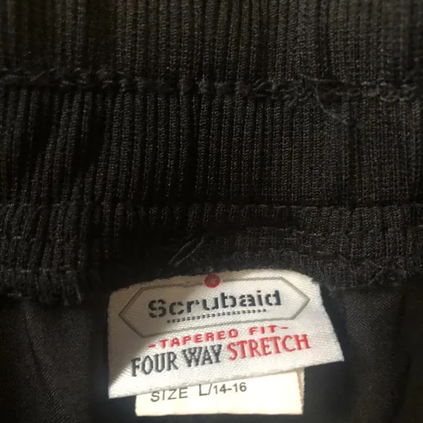 ScrubAid Tapered Fit 4 Way Stretch Bottoms Size Large 14/16 Black Joggers - Image 4