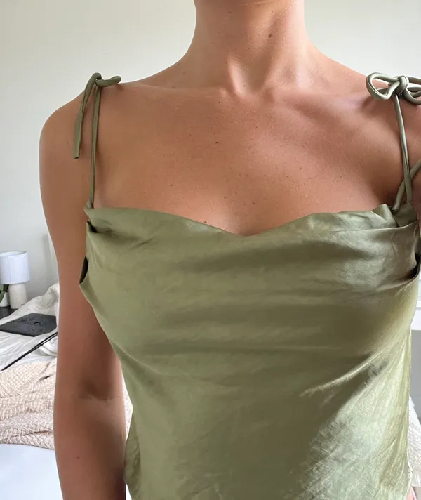 Princess Polly Silk Top Sage - Image 6