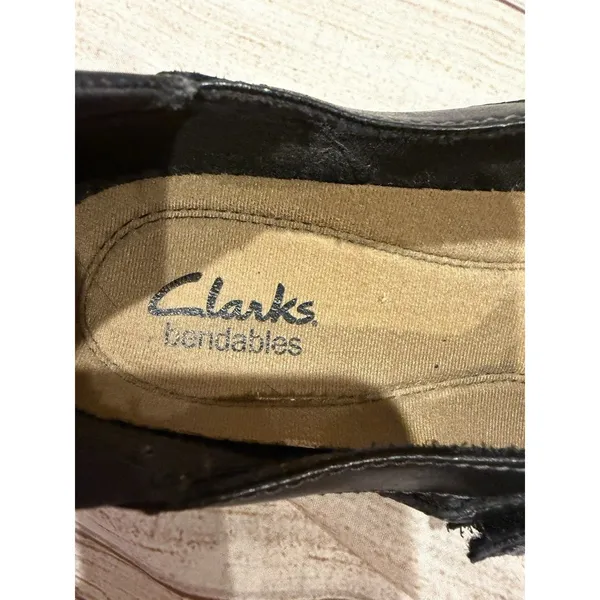 Clarks Bendables Womens 7 Black Leather Mary Jane Shoes Adjustable Strap - Image 6