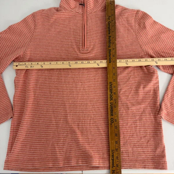 Bugatchi Quarter Zip Pullover Womens Large‎ Striped Coral Orange Casual - Image 8