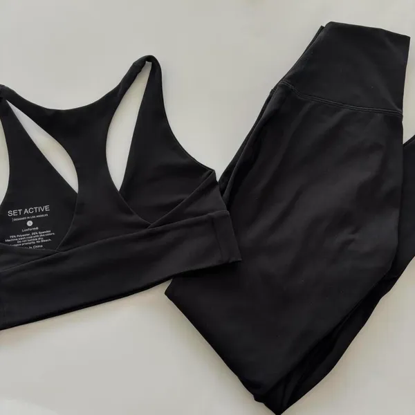 Set Active Black Luxform Two Piece Sports Bra and Legging Set - Image 5