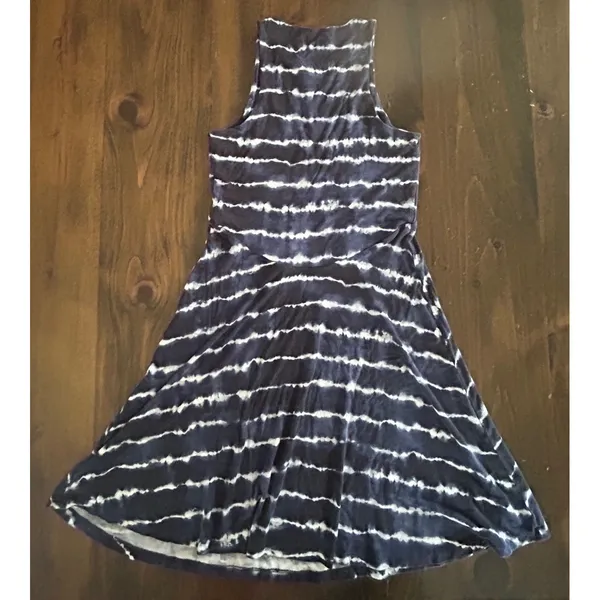 Athleta Santorini Thera Dress Small Navy‎ Blue Tie Dye Stripe Mini Summer Beach - Image 7