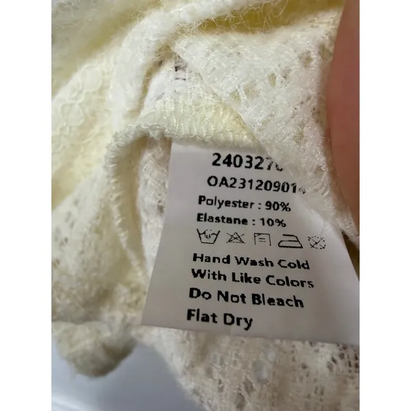 Commense Cream Lace Knit Long Sleeve Crew Neck Fuzzy Top NWOT - Image 13